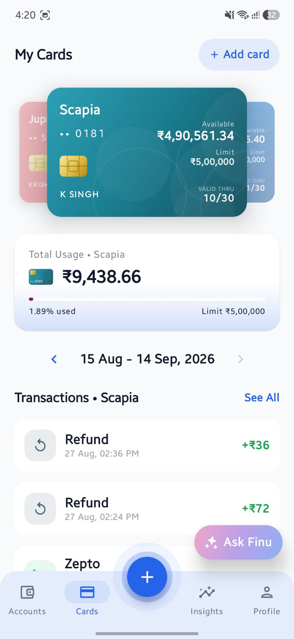 Credit cards and EMI tracking